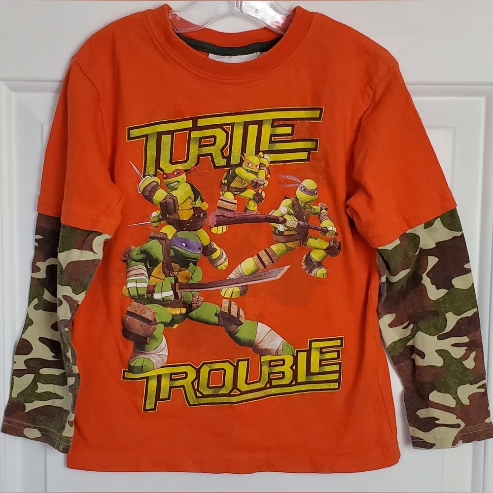 Nickelodeon Kids TMNT Teenage Mutant Ninja Turtles Camo Sleeves - Size 5/6 - GUC
